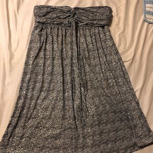 Strapless Black White and Gold Dress